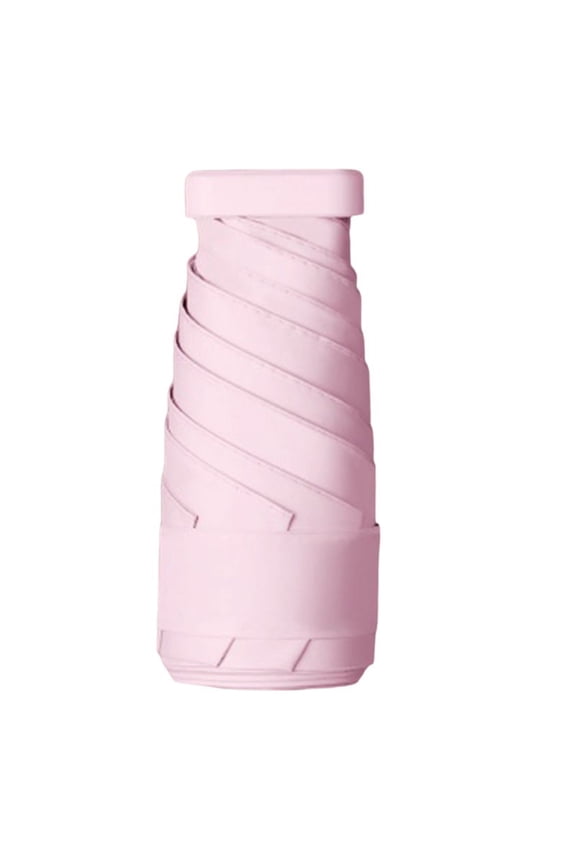 Folding Travel Umbrella, 6-Rib Portable Pocket Umbrella, Windproof & Rainproof, Suitable for Daily Pink