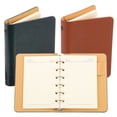thumbnail image 1 of 6 Ring Binder Cover, 2 Pack A7 Leather Notebook Binder Mini Refillable Loose Leaf Personal Planner with 50 Sheets Line Paper, Green/Brown, 1 of 6