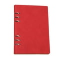 thumbnail image 1 of 6 Ring Binder Cover, A5 Leather Notebook Binder Mini Refillable Loose Leaf Personal Planner with 80 Sheets Paper, Red, 1 of 5