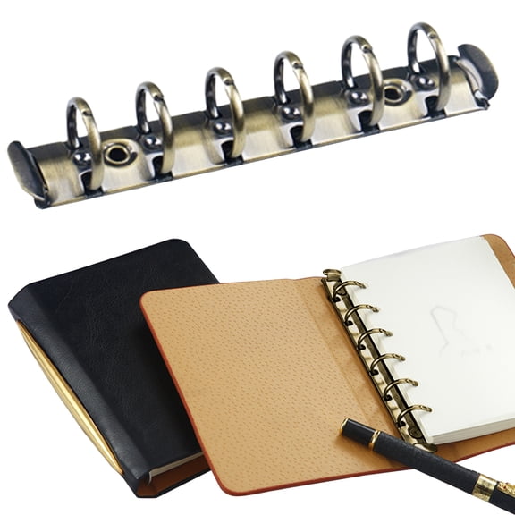 6 Ring Binder Mechanism, Metal Loose Leaf Notebook Binder Clip Replacement, DIY Journal Planner Binder Hardware, Durable Binder Ring Clip for A6 Notebook Scrapbook Craft Binding Supplies