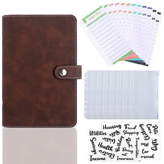 6-Ring Binder for Custom Filler Paper, Planner Cover Refillable A6 PU Leather Notebook