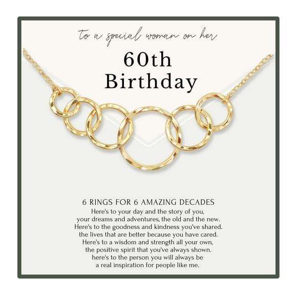 HOPE LOVE SHINE 60th Birthday Necklace 6 Circle Gold / Silver Gift for Her, 6 ring for 6 Decades Jewelry