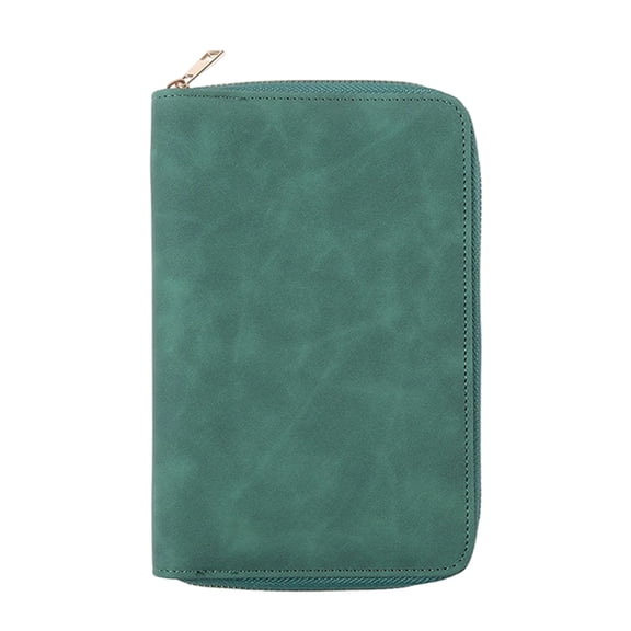 6-Ring Refillable Binder Cover PU Leather, Zippered with Card Pocket & Elastic Pen Slot