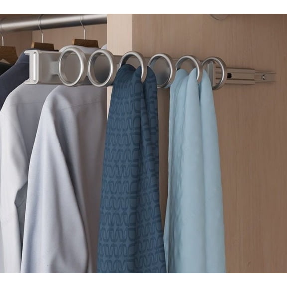 Richelieu Designer 6-Ring Reversible Pullout Closet Scarf Rack | 13.75" Length | 13" Extension | 40 lb Capacity