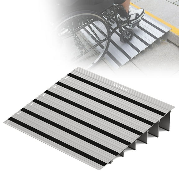 6" Rise Door Threshold Ramp with Updated Fixable Screws, Stable Portable Wheelchair Ramp for Home Steps, Aluminum Door Entry Ramps for Scooters, Power Chairs, Walkers, 800LBS Load Capacity