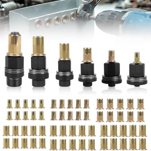 6 Rivet Nut Pliers and 60 Press-In Nuts Kit for M3 to M10 Installation in Metal Agricultural Equipment and Retrofitting