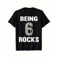 thumbnail image 1 of MAWOTEA Being 6 Rocks Birthday T-Shirt For Boys - Soft Cotton Tee With Fun Letter & Rock Star Design, Casual Loose Fit, Short Sleeve, Perfect For Spring/Summer, Birthday Apparel | Playful Graphic Tee, 1 of 6