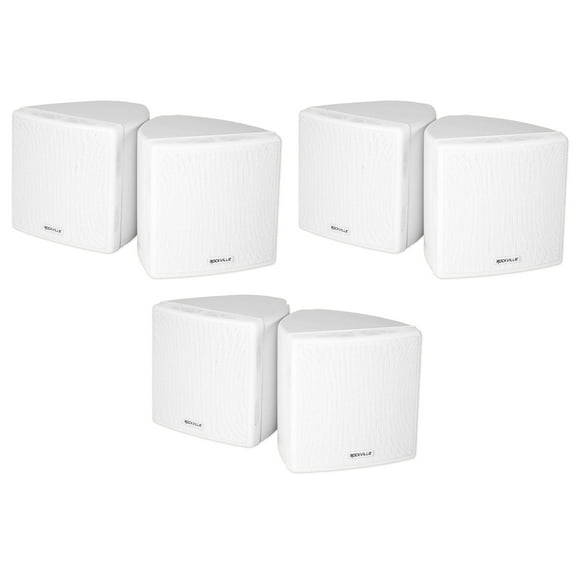 6 Rockville Cube 70v White 3.5" Commercial Swivel Wall Mount Restaurant Speakers