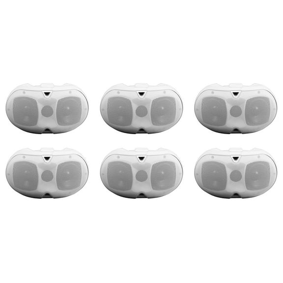 (6) Rockville D4-16 White Dual 4" 16-ohm Swivel Outdoor Home Patio Speakers
