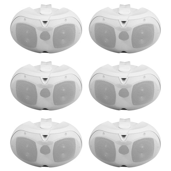 (6) Rockville D4-70 White Dual 4" 70v Commercial/Restaurant Wall Mount Speakers