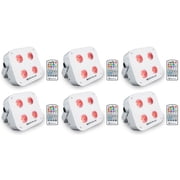 Rockville 6-Pack MINI RF4 V2 White DJ Wash Lights, RF Remote, APP, Wireless DMX