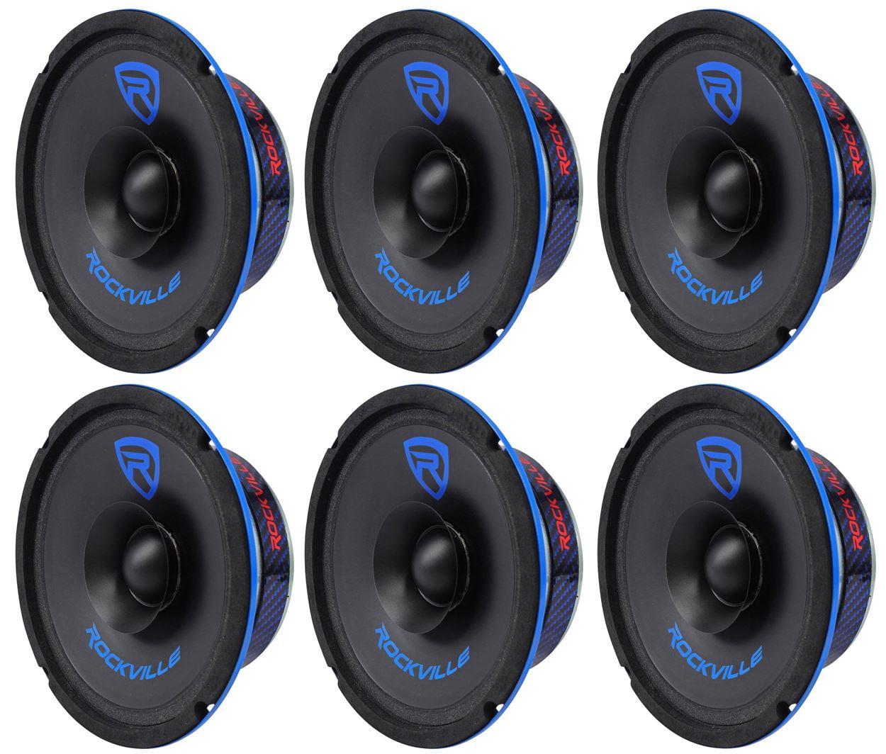 (6) Rockville RM64SP CEA Compliant 6.5” 480W Midrange Car Speakers 4 Ohm
