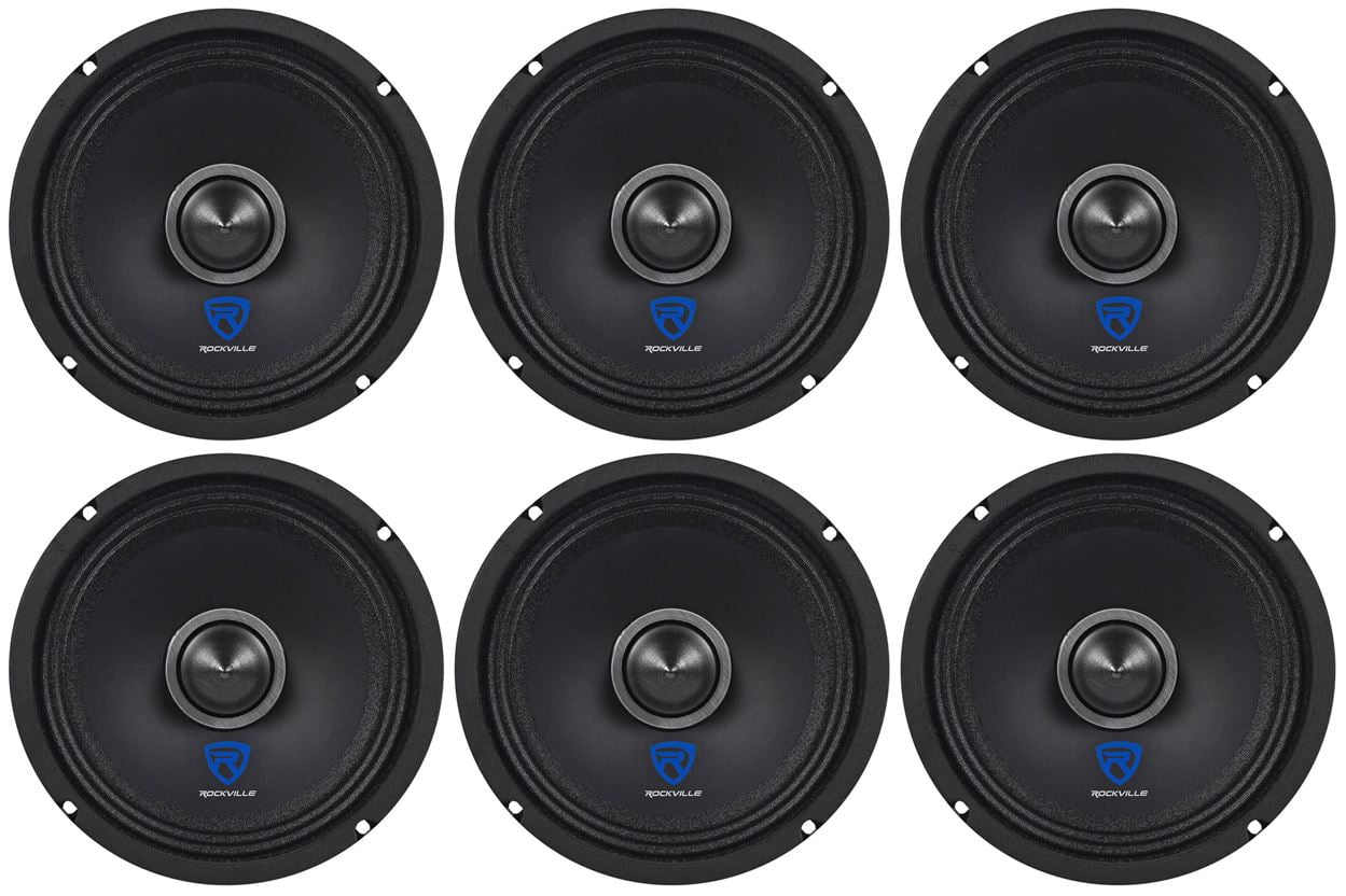 Rockville RXM68 150-Watt Peak 75-Watt RMS 6.5 in Mid-Range Mid-Bass Car Speakers, 8 Ohm, Kevlar Reinforced Cone, Slim Door Install, 6-Piece