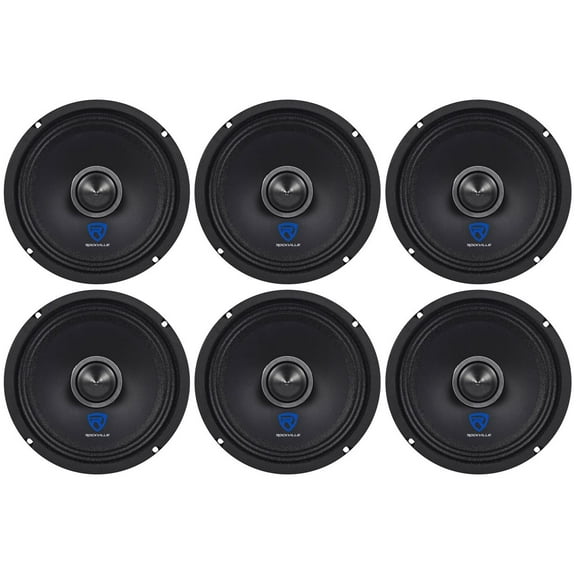 (6) Rockville RXM68 6.5" 900w 8 Ohm Mid-Range Drivers Car Speakers, Mid-Bass