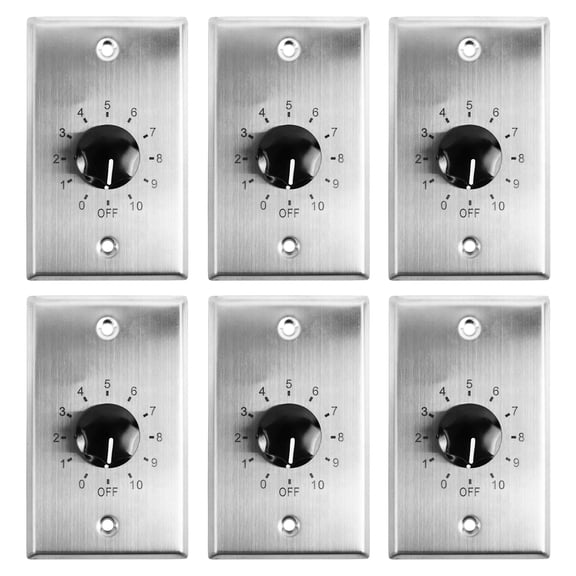 6) Rockville VOL70100 100w 70v Stainless Wall Volume Control Zone Controllers