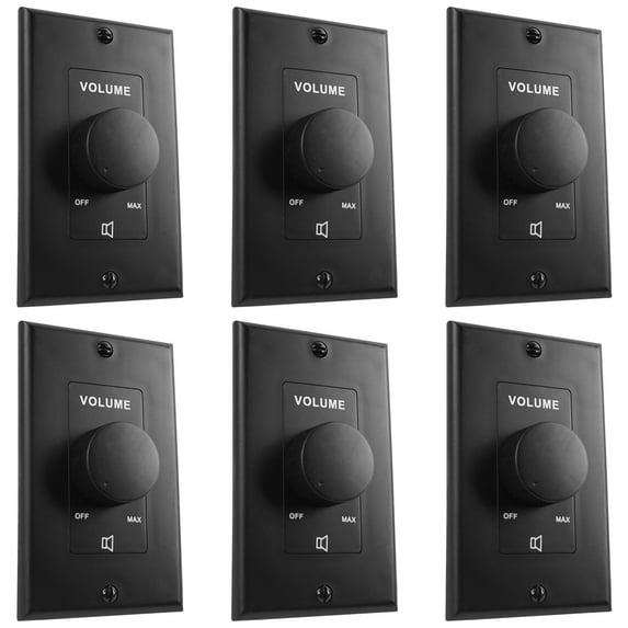 6) Rockville VOL70100 Black 100 Watt 70v Wall Volume Control Zone Controllers