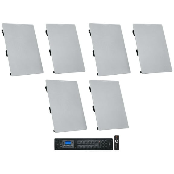 6 Rockville WA6570 6.5" 70V Commercia In-Wall Speakers+Amp 4 Restaurant/Bar/Cafe