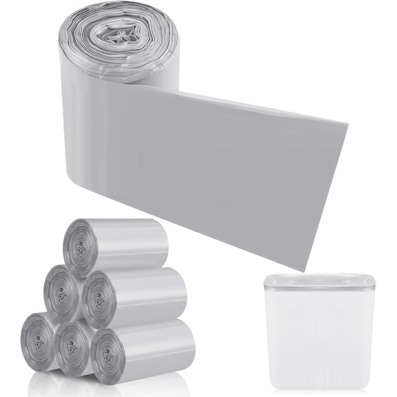 6 Roll 50 Bags Sanitary Napkin Disposal Receptacle Liner Surface Mount Feminine Hygiene Liner Plastic Bags for Wall Mountable Receptacles or Bin, Bathroom, Commercial, Restroom, 12 x 16 Inch
