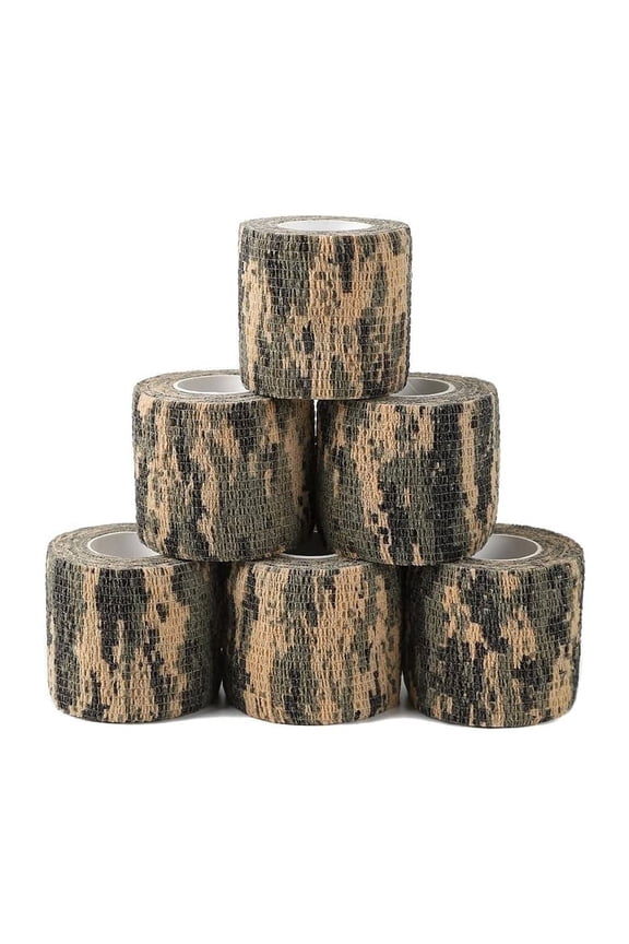 6 Roll Camouflage Tape Self Adherent Cohesive Bandage Wrap Rifle Shotgun Camo Wrap Tape Military Camo Stretch Form Bandage