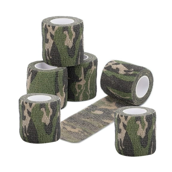 6 Roll Camouflage Wrap Tape Rifle Shotgun Camo Form Wrap 2'' x 177'' Army Hunting Self-Adhesive Protective Bandage for Bicycle Rifles Flashlights