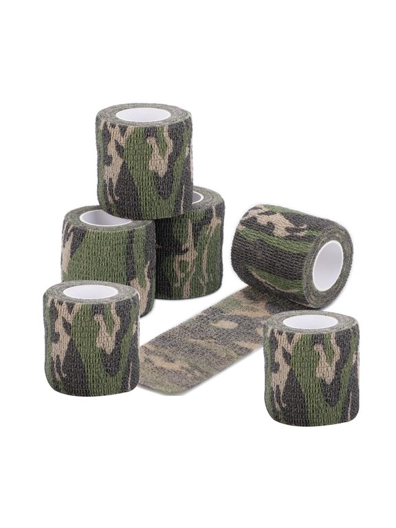 6 Roll Camouflage Wrap Tape Rifle Shotgun Camo Form Wrap 2'' x 177'' Army Hunting Self-Adhesive Protective Bandage for Bicycle Rifles Flashlights