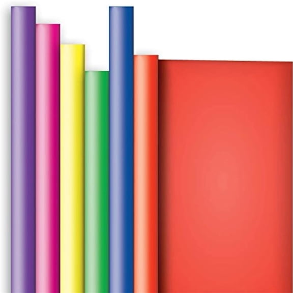 6 Roll-Count All-Occasion Solid Color Gift Wrap Available in 10 Different Assortments, Crayon Box