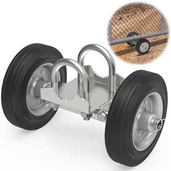 6" Rolling Gate Wheel for Chain Link Fence Rolling Sliding Gates Heavy-Duty Steel Rolling Gate with 2 Rubber Wheels for Metal Tube Gates and Driveway Gates$$