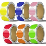 6 Rolls of 1 Dot Matte Multi Color Code Labels Red, Blue, Green, Yellow, Orange, and Pink for Color Coding and Organiztion, Round Easy Peel Strong Self Adhesive Dot Stickers,1000 Stickers Per Roll