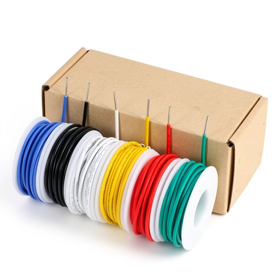 6 Rolls 16 AWG Solid Tinned Copper Wire Kit, 13.2 ft Each, 6 Colors for Control Wiring, Model Railways, Relay Circuits