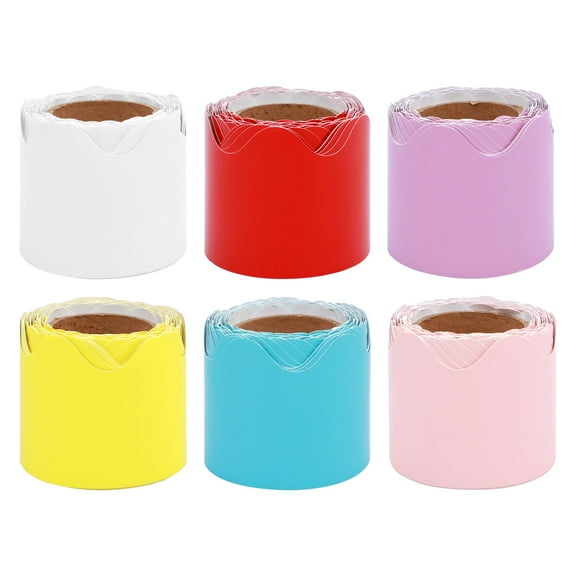 6 Rolls 196.8 ft Classroom Bulletin Board Borders 6 Colors Bulletin Board Trims Wavy Bulletin Board Stickers Waterproof Multi-Color Decorations Bulletin Borders for Classroom Chalkboard