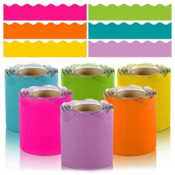 6 Rolls 198 Ft Bulletin Board Borders for Classroom, Paper Roll Scalloped Borders,for Classroom Decor, Home Decor,