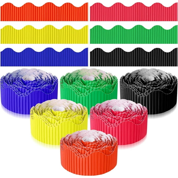 6 Rolls 295ft Scalloped Bulletin Board Borders Die Cut Classroom Borders Colorful Bulletin Board Trim Scalloped Decorative Border for Back to Wall Poster Chalkboard Whiteboard Decor