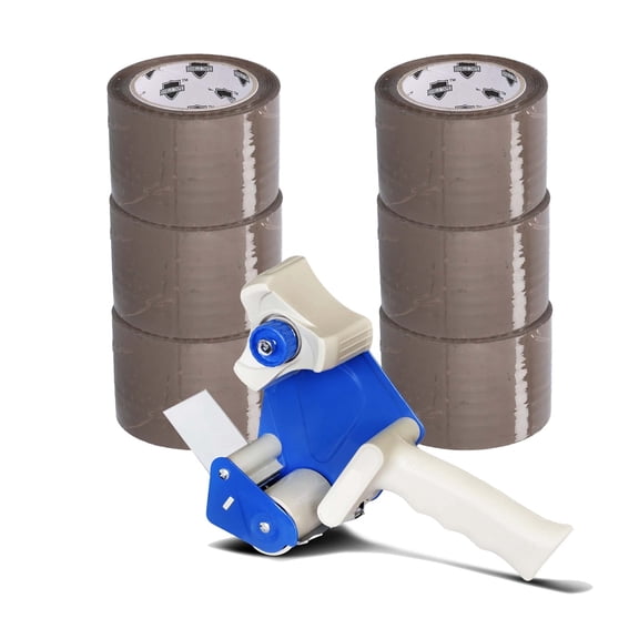 Shield Tape 6 Rolls 2.83 Inch x 110 Yards Brown Packing Tapes 2 Mil Thick Free 3 Inch Gun Dispenser