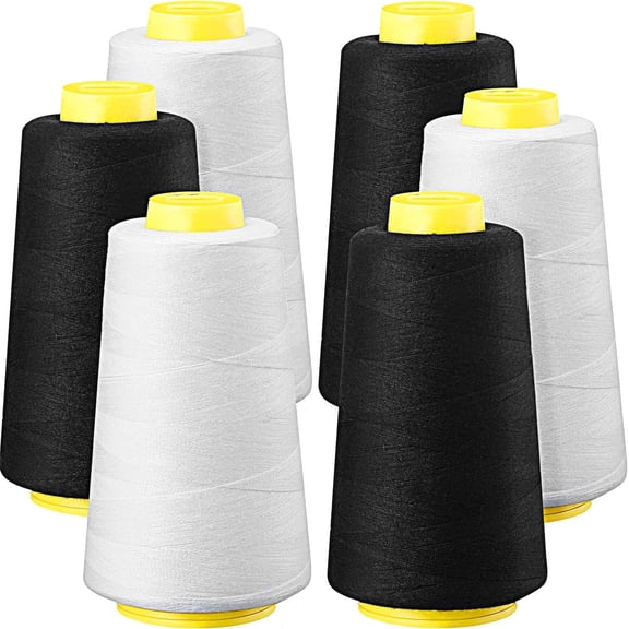 6 Rolls 3000 Yard Each Serger Thread Cones Spool for Sewing Machine, Polyester Thread for Overlock Quilting