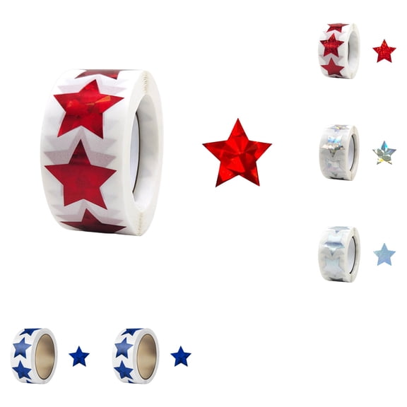 6 Rolls 500 PCS Star Stickers, 1.5 Inch Self Adhesive Metallic Glitter Foil Stickers Sparkly Star Sticker Reward Behavior Chart Labels for Planner, Teachers Supplies,