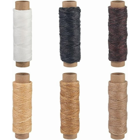 6 Rolls 6 Colors 196.86 Yards 0.4MM Flat Waxed Polyester Cord Wax Coated Beading Bracelets Rope Hand Knitting String Cords for Jewelry Making Necklace Leather Macrame DIY Craft Supplies Colorful