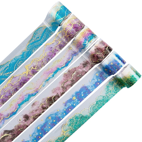 6 Rolls 6 Colors Adhesive Paper Tapes Decorative Sticker Roll Tape for Card-Making Scrapbooking Diary Planner Envelope Notebooks Mixed Color diy