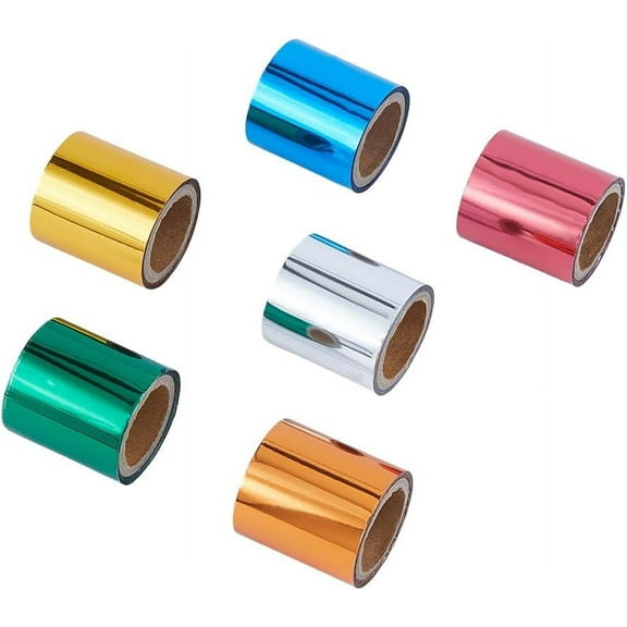 6 Rolls 6 Colors Hot Foil Transfer Roll Hot Foil Stamping Paper 4cm Width Metallic Heat Transfer Foil Rolls