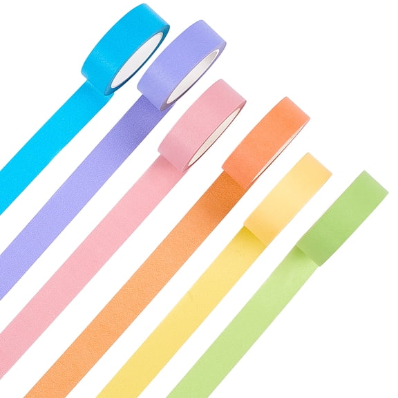 6 Rolls 6 Colors Masking Tape Adhesive Tape Textured Paper for Painting Packaging and Windows Protection Mixed Color 15x0.1mm 10m/roll