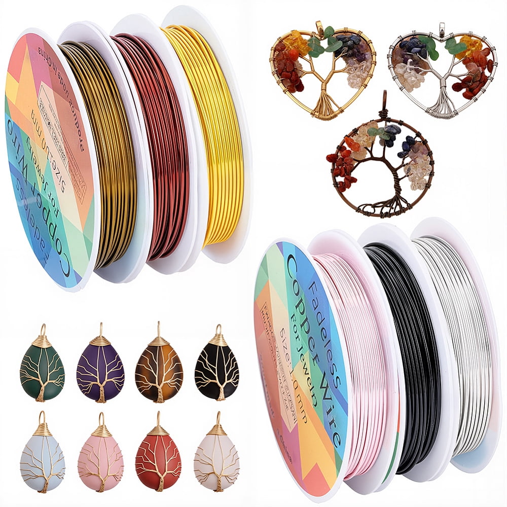 6 Rolls 6 Colors Round Copper Jewelry Wire Long-Lasting Plated Mixed Color 18 Gauge 1mm about 8.2 Feet(2.5m)/roll 1 roll/color