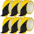 thumbnail image 1 of 6 Rolls Black and Yellow Hazard Warning Safety Tape 2 Inch x 108 Feet Waterproof Floor Marking Tape Caution Tape Roll Safety Tape for Warehouse Gym Floor Walls Pipes and Equipment Black, 1 of 5