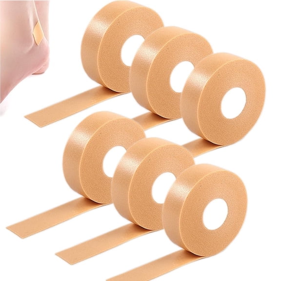 6 Rolls Blister Tape,Waterproof Heel Tape,Adhesive Blister Prevention Tapes,Foam Tape Toe Tapes Blisters Bandages,Foot Cushion Pads fo Wear-Resistant,Chafing,Friction,5 m/1 Roll,Topboutique