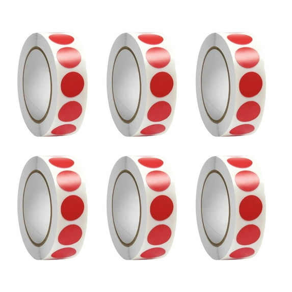 6 Rolls Circles Sticker Round Sticker Red Dot Sticker For File Sorting Inventory Marking Classroom Supplies