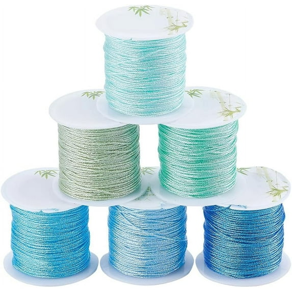 6 Rolls 6 Colors 12-Ply Polyester Thread Chinese Knotting Cord for Woven Bracelet Necklace Making Mixed Color 0.8mm about 19.69~22.97 Yards(18~21m)/Bag 1 roll/color