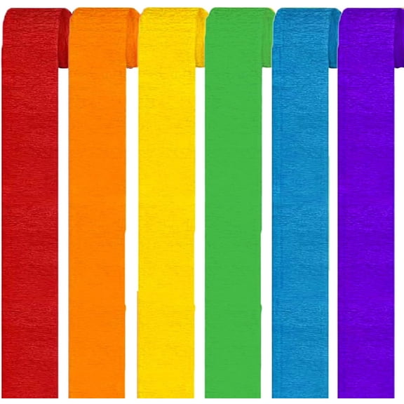 6 Rolls Crepe Paper Streamers, Boriyuan 6 Colors Streamers Party Supplies for Birthday Party Baby Shower Rainbow DIY Christmas Halloween Wedding Ceremony Festivals Decoration (1.77in x 82ft)