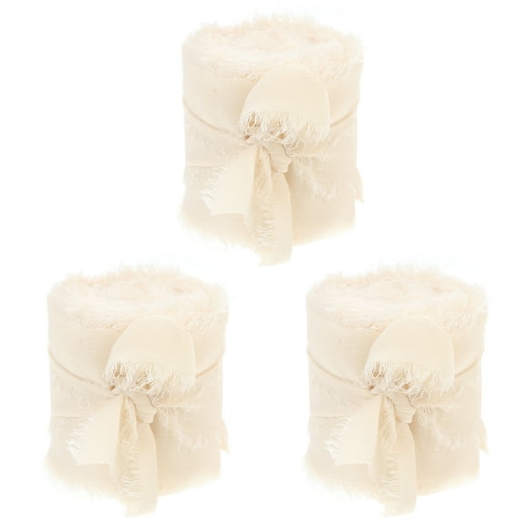 6 Rolls Garland Organza Ribbon Fabric Ribbon Silk-like Ribbon Chiffon Ribbon Hand Torn White Polyester Bride