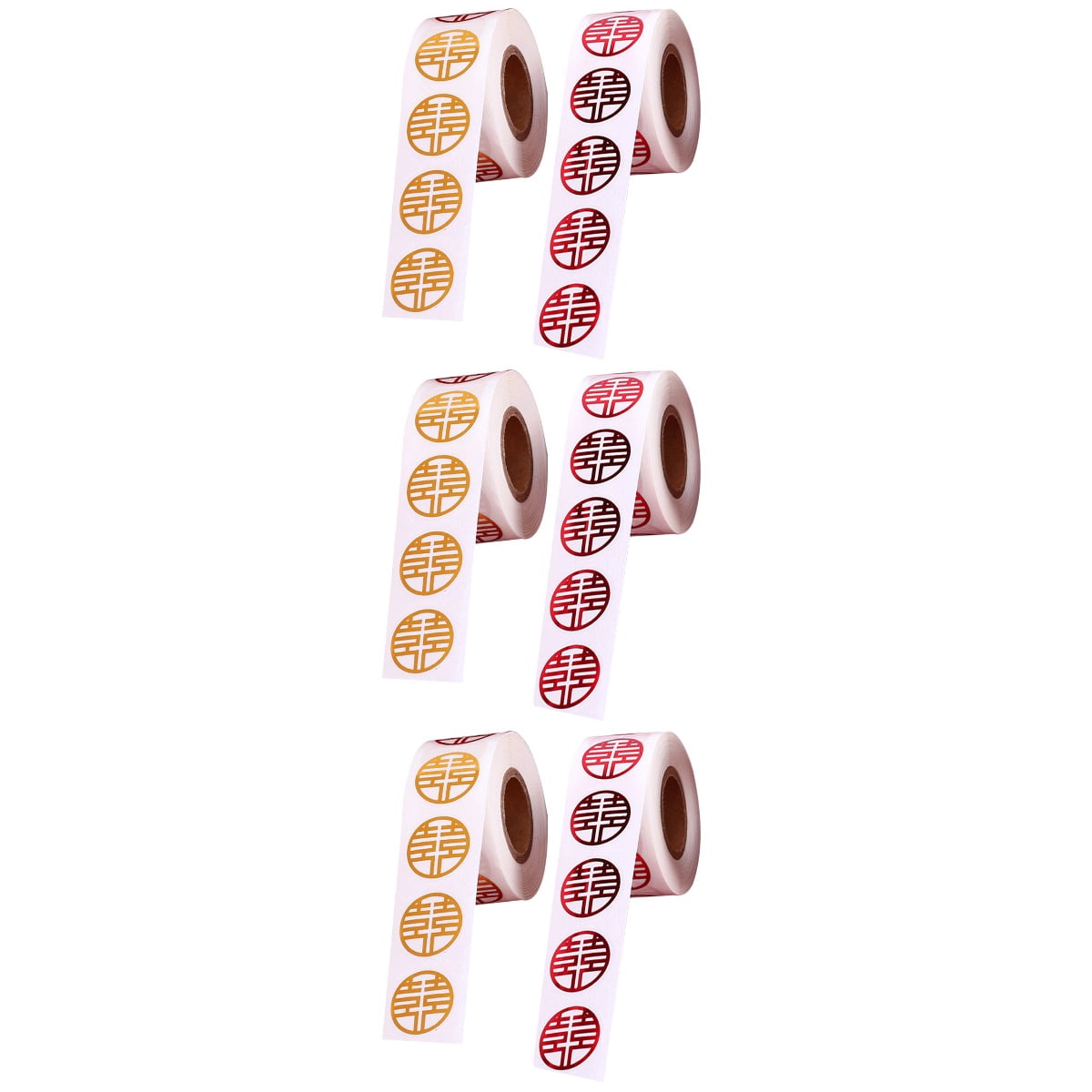 Xi Sticker 6 Rolls Gift Label Sticker Chinese Character XI Sticker Chinese Wedding ...