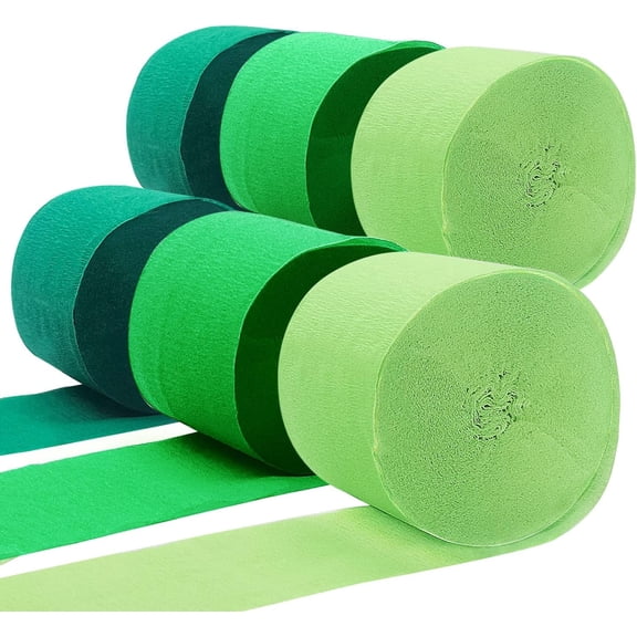 6 Rolls Gradient Green Crepe Paper Streamer - 492 Feet Hanging Backdrops for Spring Green Theme Birthday Wedding Bridal Baby Shower Irish Lucky Day Party Living Room Classroom Decoration Supplies