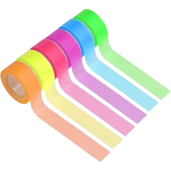 6 Rolls Highlighter Tapes, Removable Fluorescent Tapes Transparent Marking Sticker for Teachers Students Reading, 32 ft Per Roll, Neon