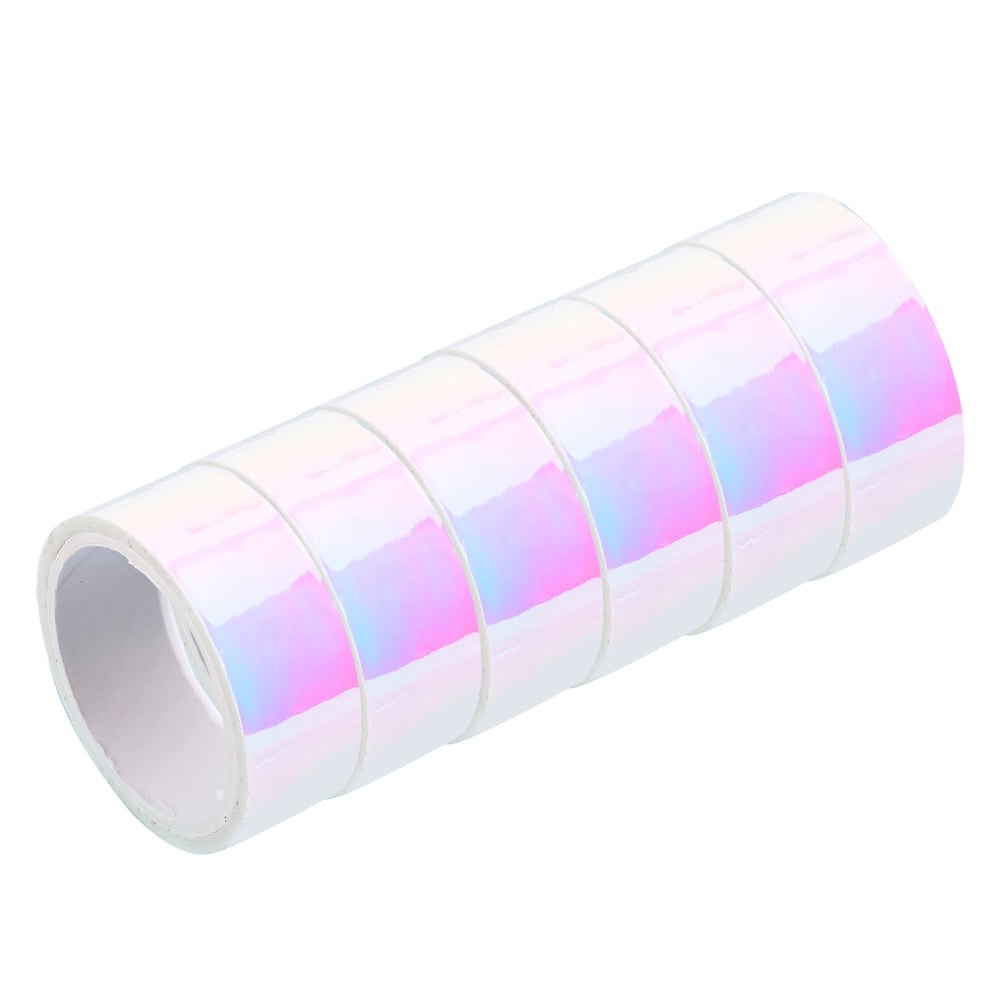 6 Rolls Holographic Colored Masking Tape Set, Rainbow Translucent